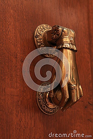 Antique brass knocker Stock Photo