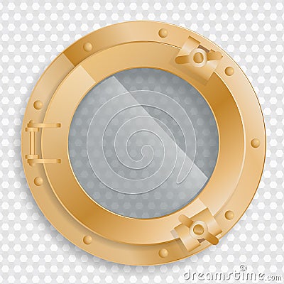 Antique brass porthole on a transparent background Vector Illustration