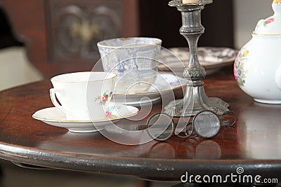 Antique Breakfast Table in St. Augustine Florida Oldest House Stock Photo