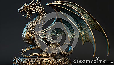 Antique bronze dragon sculpture Stock Photo