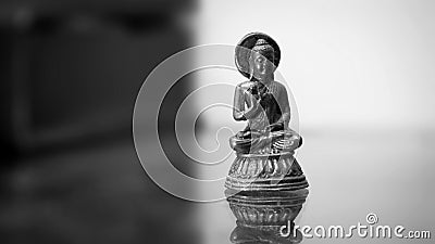 Antique Bronze Statues of Buddha.Original old and bronze-buddha-statues. Black and White Picture Editorial Stock Photo