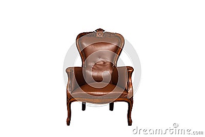 Antique brown leather chair Stock Photo
