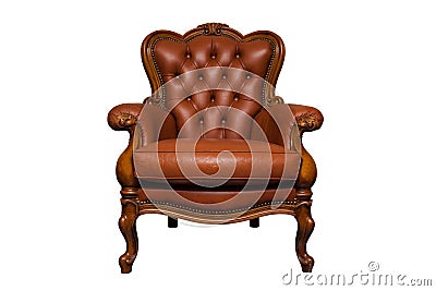 Antique brown leather chair Stock Photo