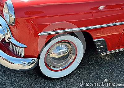 Antique car whitewall tire Stock Photo