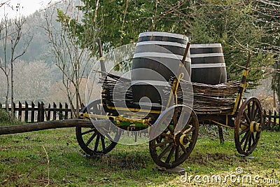 Antique cart for transporting goods Stock Photo