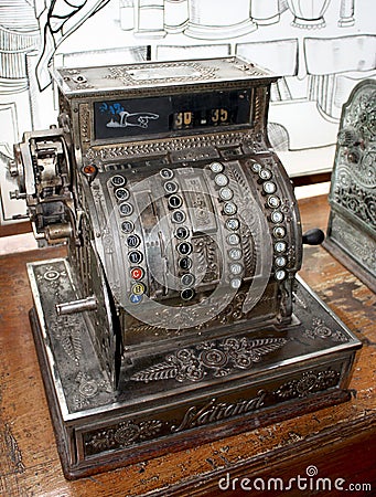 Antique cash register Stock Photo