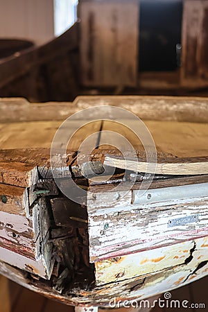 Antique Chesapeake Bay canoe used for hunting and fishing. Stock Photo