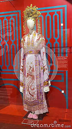 Antique Chinese Opera Traditional Princess Doll Collectible Performance Costume Cultural Heritage Portable Treasure Clothing Editorial Stock Photo