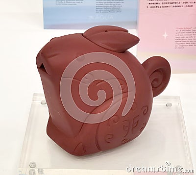 Antique Chinese Zodiac Animal Rabbit Teapots Purple Clay Bunny Teapot Kettle Yixing Zisha Ceramic Pot Sculpture Arts Craftsmanship Editorial Stock Photo