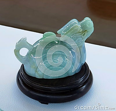 Antique Chinese Zodiac Animals Dragon Teapots Dragons Teapot Jade Kettle Precious Stone Rock Pot Sculpture Arts Craftsmanship Editorial Stock Photo
