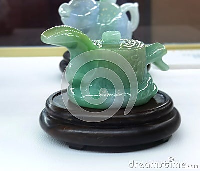Antique Chinese Zodiac Animals Snake Teapots Jade Teapot Design Kettle Precious Stone Rock Pot Sculpture Arts Craftsmanship Editorial Stock Photo