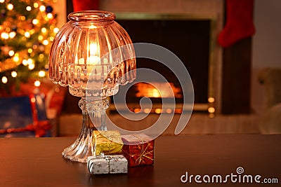 Antique christmas lamp Stock Photo