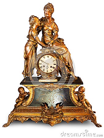 Antique clock with figurines Stock Photo