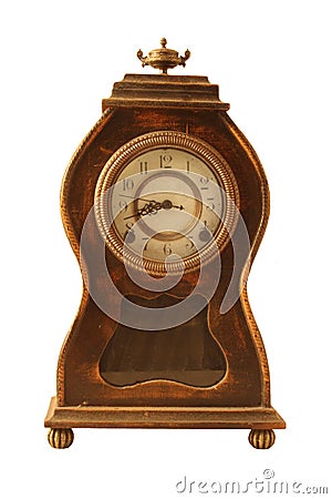 Antique clock, isolated, white Stock Photo