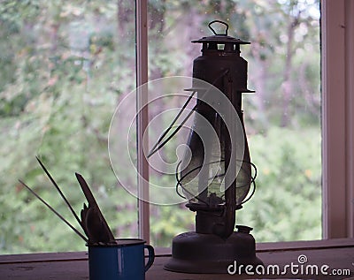 Antique Coal Oil Lantern Stock Photo