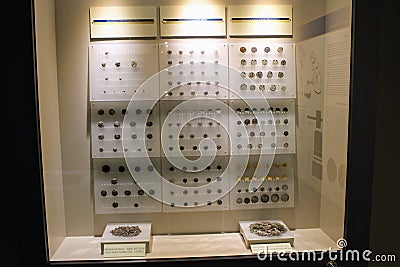 Antique coins from different epochs from the Alanya Archaeological Museum Turkey Editorial Stock Photo
