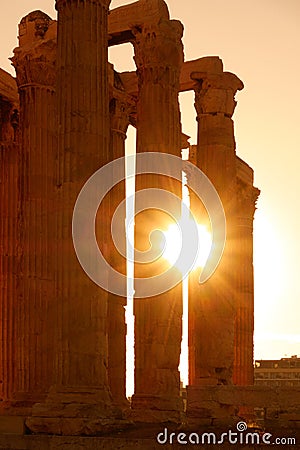 Antique columns in sunlight Stock Photo