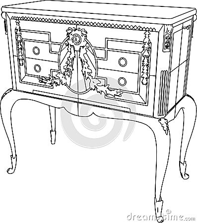 Antique Commode Vector 01 Vector Illustration