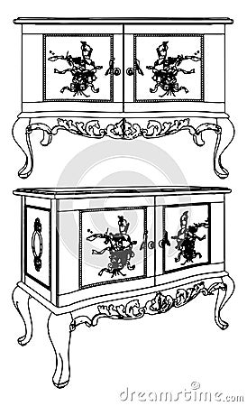 Antique Commode Vector 08 Vector Illustration