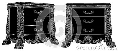 Antique Commode Vector 09 Vector Illustration