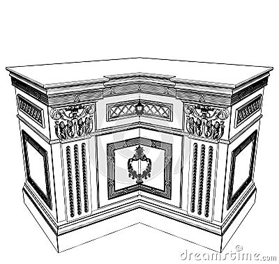 Antique Commode Vector 12 Vector Illustration