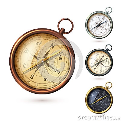 Antique compass set Vector Illustration