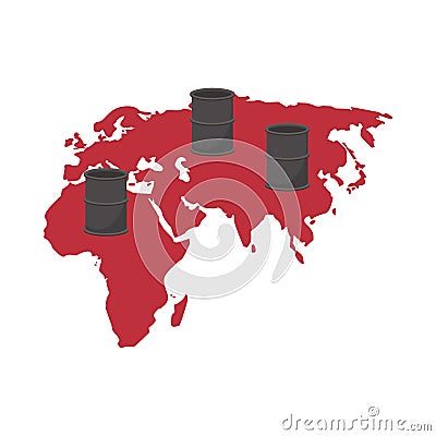 Antique continents maps with barrels Vector Illustration