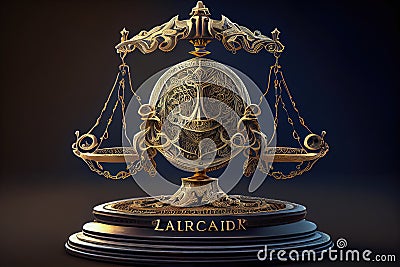 antique copper scales - Libra astrological horoscope sign concept - Generative AI Cartoon Illustration