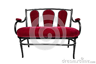 Antique couch, red bench Stock Photo