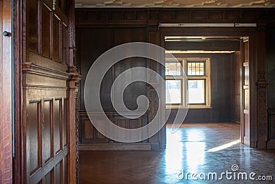 The Antique Wooden Interior of an Old Fashioned Estate Stock Photo