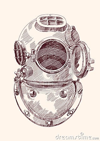 Antique divers helmet Vector Illustration