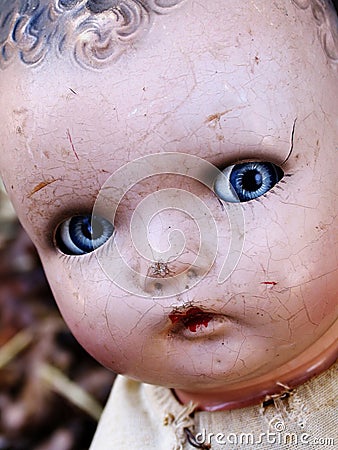 Antique doll face Stock Photo