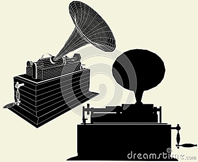 Antique Edison Gramophone Vector 01 Stock Photo