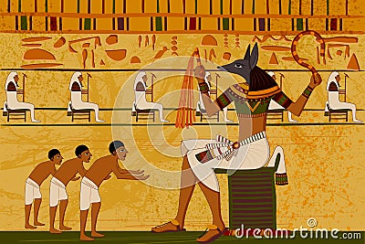 Antique Egyptian papyrus and hieroglyph background Vector Illustration