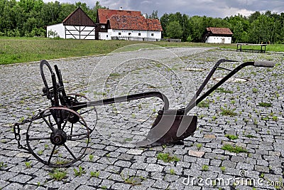 Antique farming plough Stock Photo