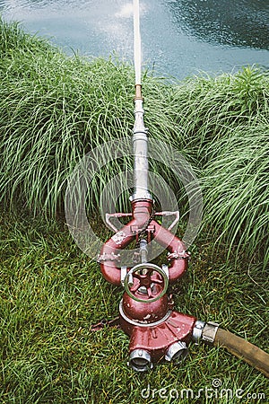 Antique Fire Engine Water Pump Stock Photo