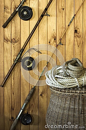 Antique Fishing Equipment Stock Photo