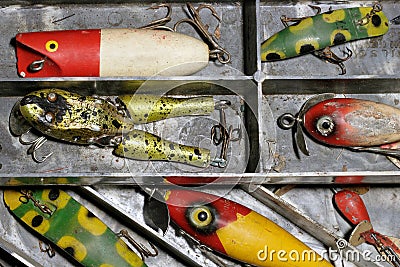 Antique Fishing Lures Stock Photo