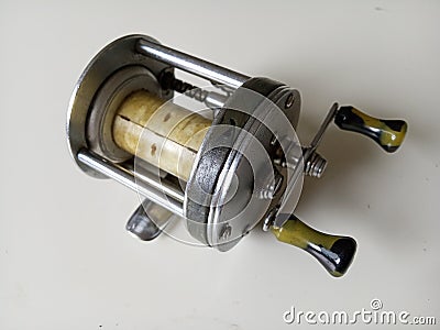 Antique fishing reel Stock Photo