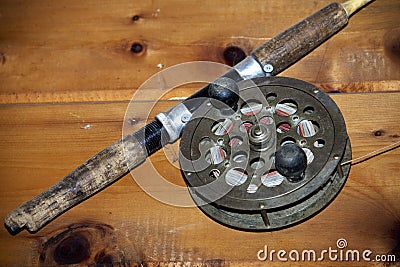 Antique Fishing Reel Stock Photo