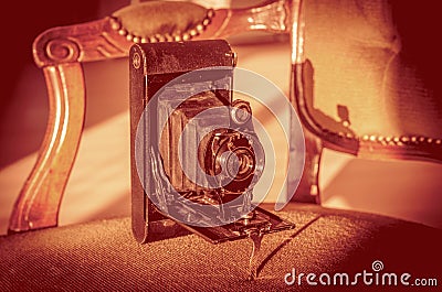 Antique folding camera Stock Photo