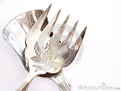 Antique Fork and Antique Spoon Stock Photo