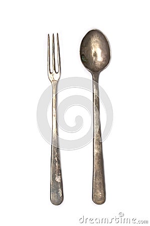 Antique Fork and Spoon Stock Photo