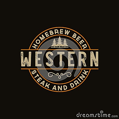 Antique frame border label engraving retro Country Emblem Typography for Western Bar/Restaurant Logo Design inspiration. Elements Vector Illustration