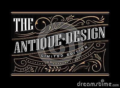 Antique frame label western hand drawn border typography Vector Illustration