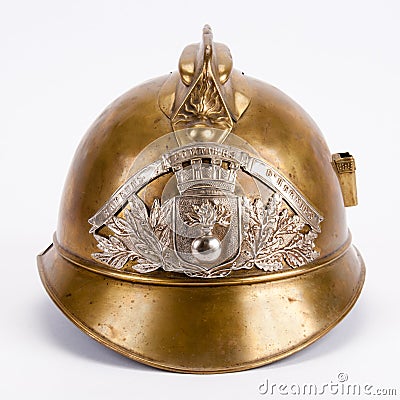 Antique French Fire Helmet Stock Photo
