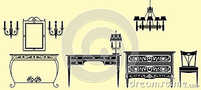 Antique furniture collection Vector Illustration