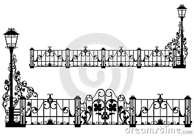 Antique garden fence Vector Illustration