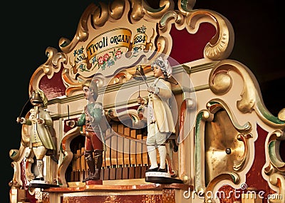 Antique german fairground organ playing Editorial Stock Photo