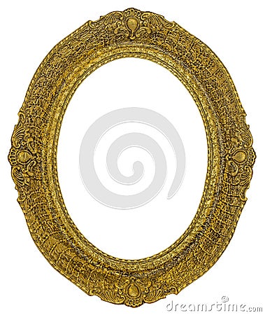 Antique gilded oval Frame Isolated on white Stock Photo